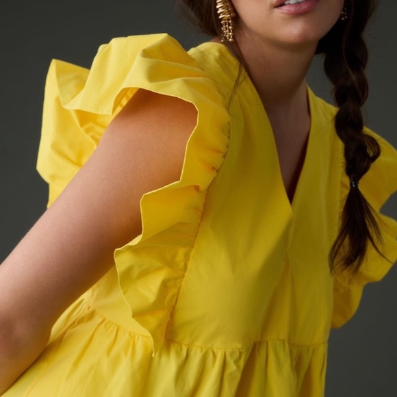 *Anthropologie Maeve Printed Flutter Sleeve Babydoll Dress - Picture 3 of 4